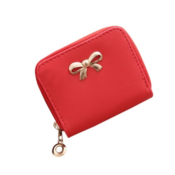 🔴 5/$20 Wallet coin purse vegan leather gold bow - Picture 7 of 7